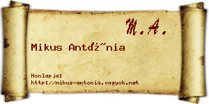 Mikus Antónia névjegykártya