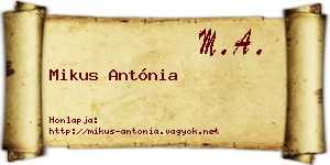 Mikus Antónia névjegykártya
